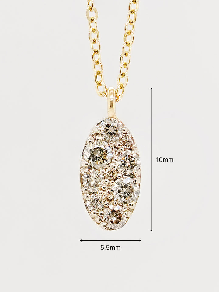 14K 18K Solid Gold Glitter Oval Diamond Necklace