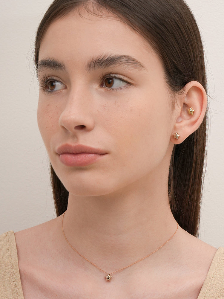 14K Solid Gold Star Golden Layer Necklace