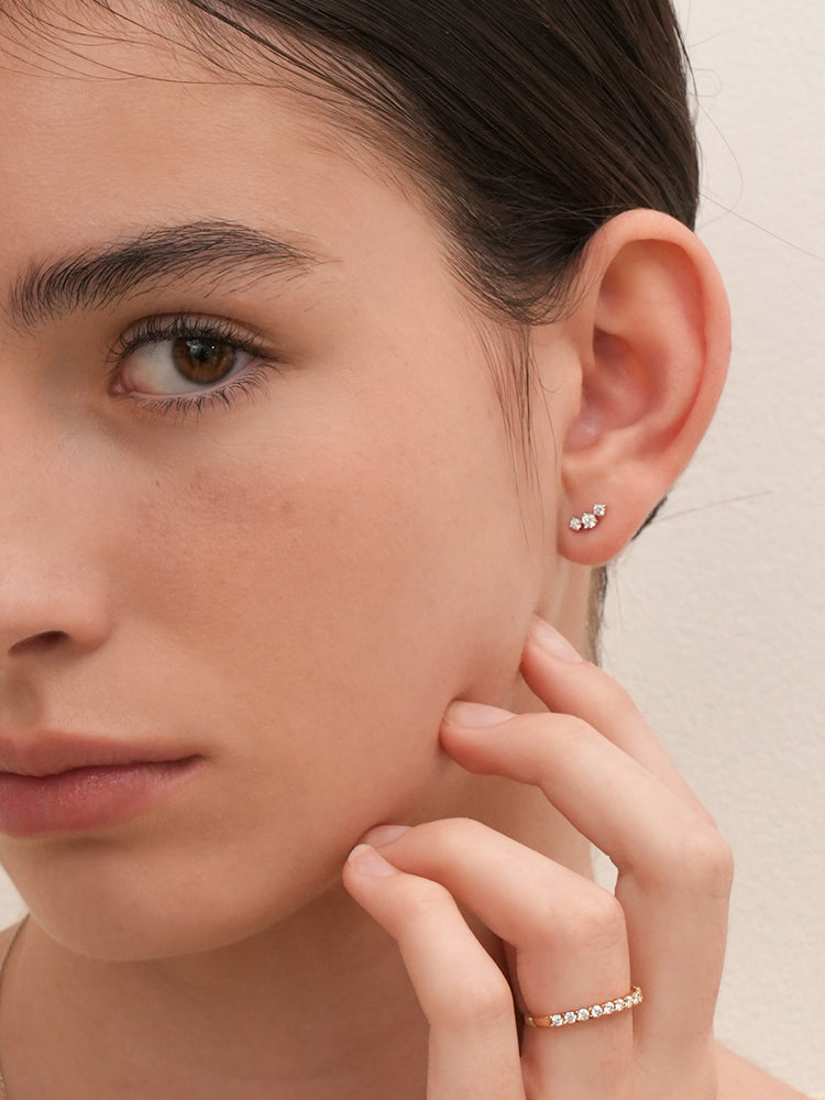 14K Solid Gold Lab Diamond Twinkle Crown Internally Threaded Labret Piercing 20G