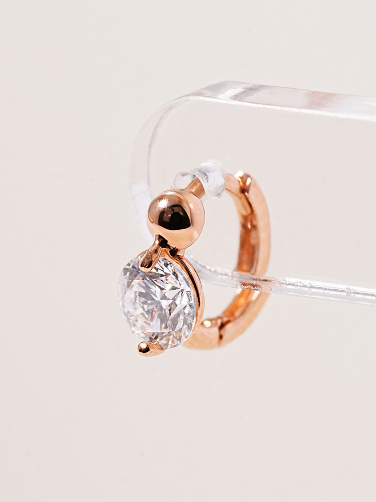 14K 18K Solid Gold Lab Diamond Mini Rediant Cartilage Hoop Earring