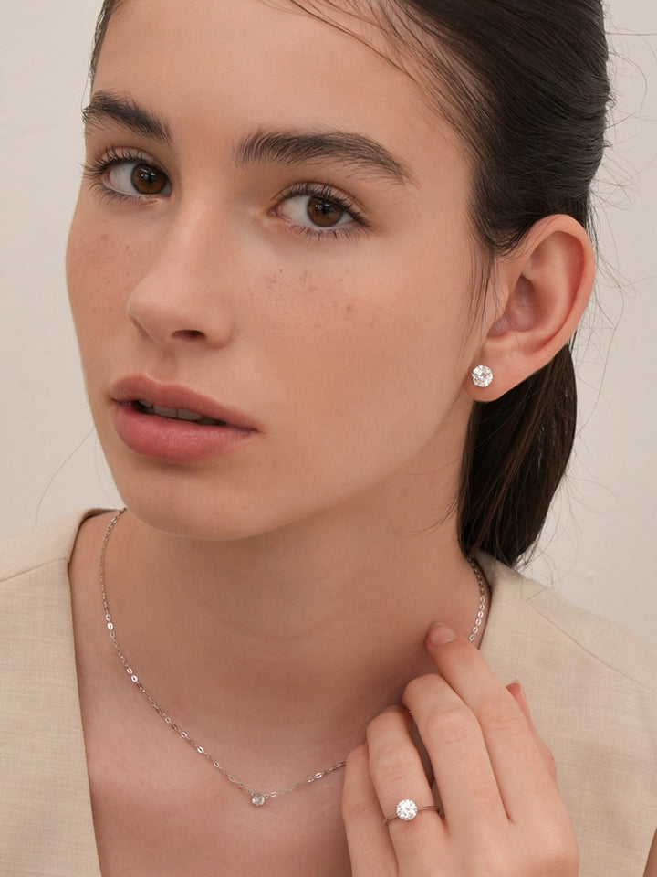 14K Solid Gold Lab Diamond Shine Classic Cartilage Earring 20G