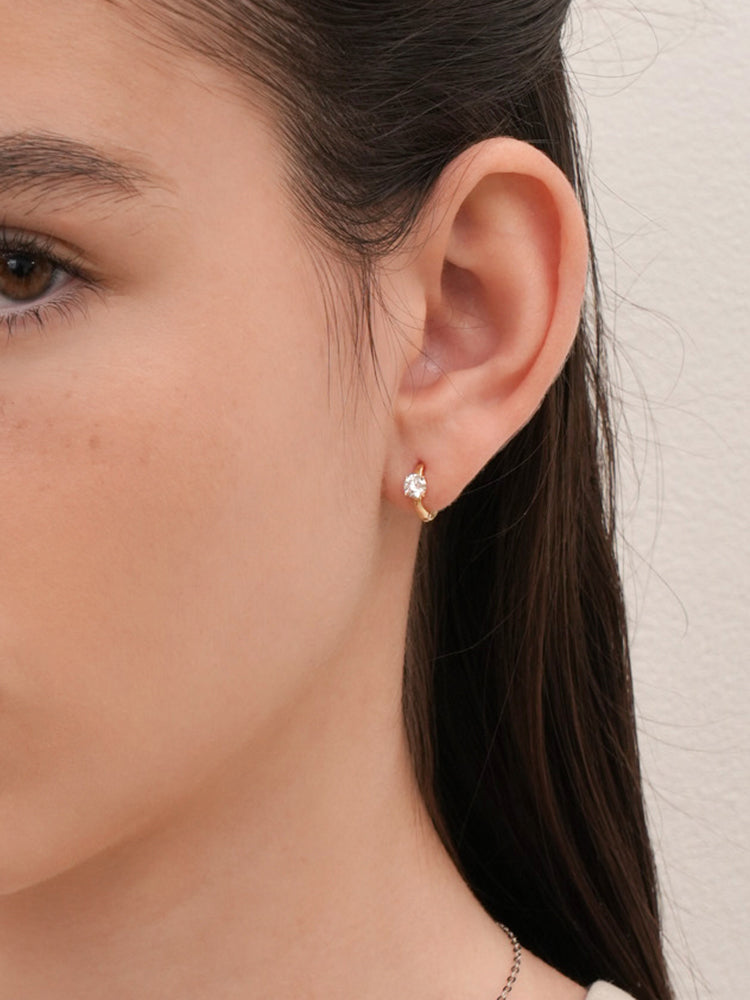 14K 18K Solid Gold Lab Diamond Mini Cartilage Hoop Earring