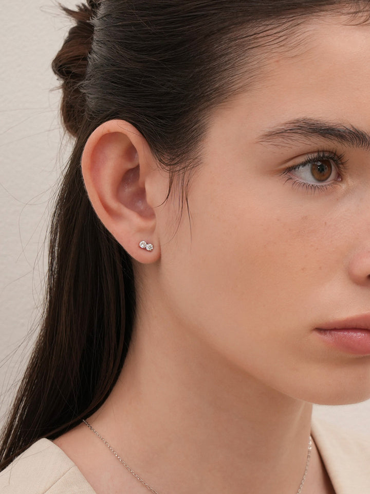 14K Solid Gold Lab Diamond Twin Stud Cartilage Earring 20G18G16G