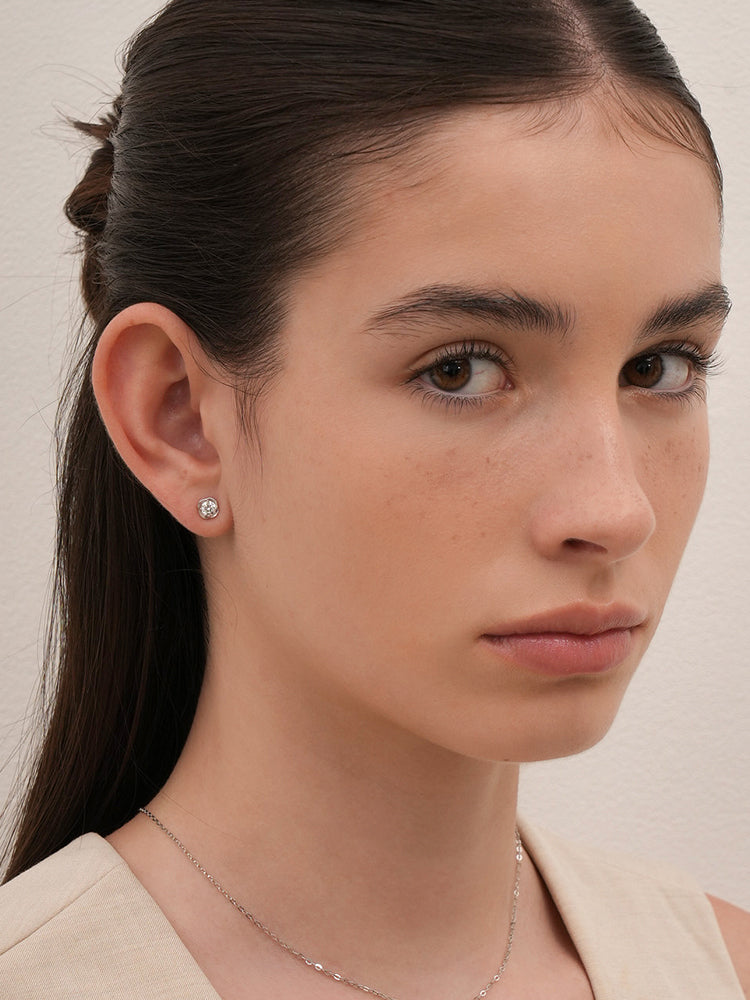 14K Solid Gold Lab Diamond Rose Cartilage Earring 20G18G16G