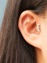 14K Gold Galaxy Triple Star Cartilage Earring 20G18G16G