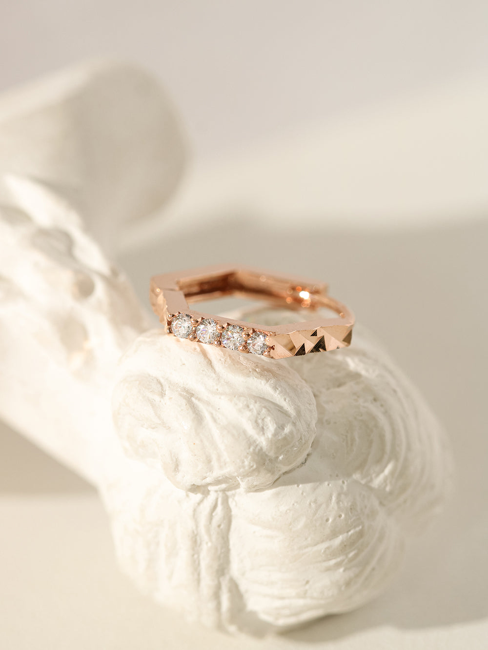 14K Gold Pentagon Simple Cubic Cartilage Hoop Earring