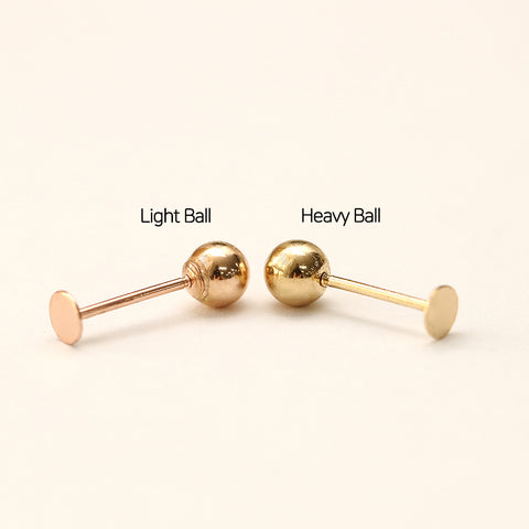 14K Gold Two Way Ball Labret Earring 20G