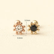 14K Gold Colorful Bubble Cubic Earring 20G18G16G