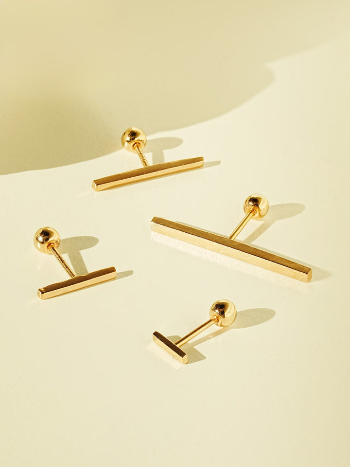 14K Gold Simple Stick Cartilage Earring S, M, L, XL 20G
