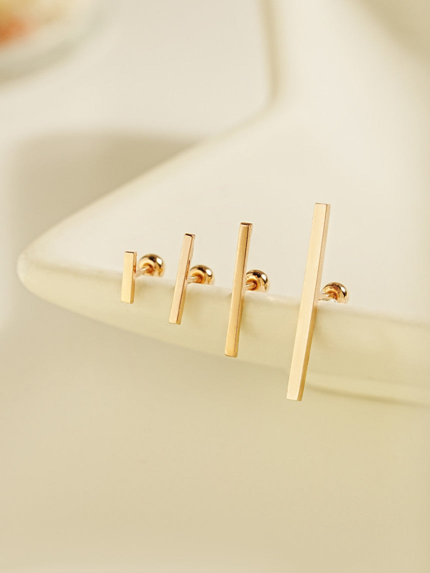 14K Gold Simple Stick Cartilage Earring S, M, L, XL 20G