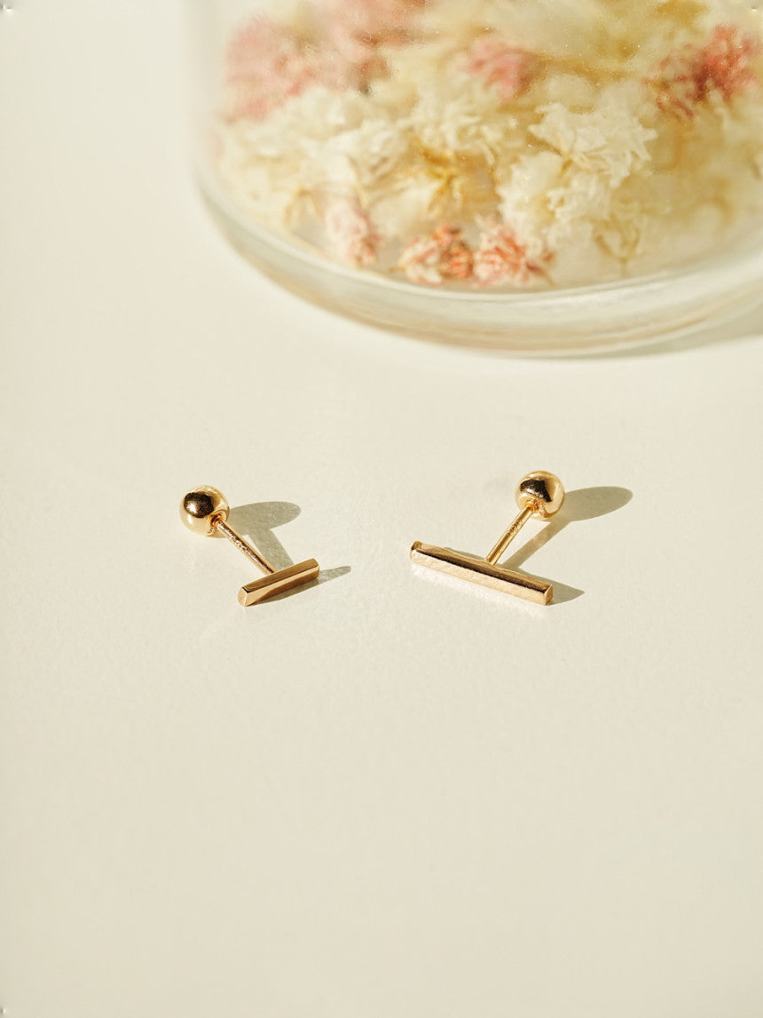 14K Gold Simple Stick Cartilage Earring S, M, L, XL 20G