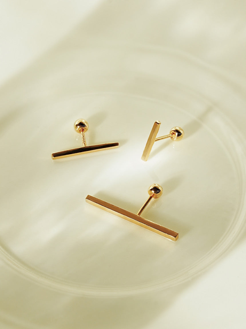 14K Gold Simple Stick Cartilage Earring S, M, L, XL 20G