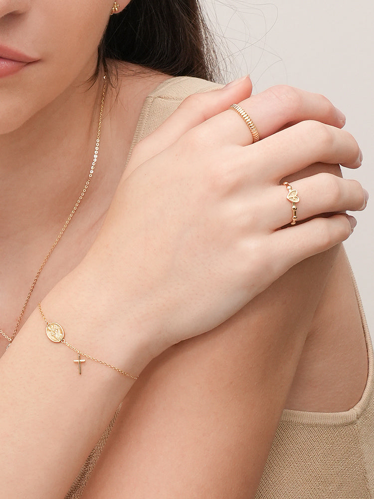 14K 18K Pray Heart Ring