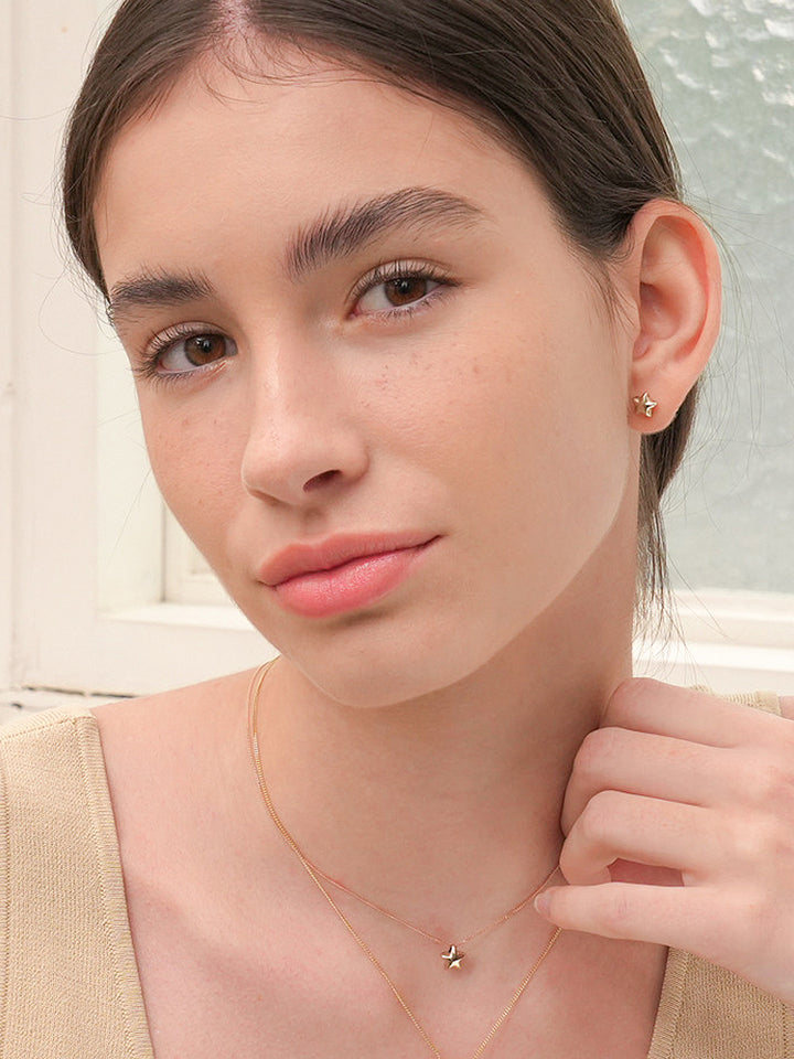 14K Solid Gold Star Golden Layer Necklace