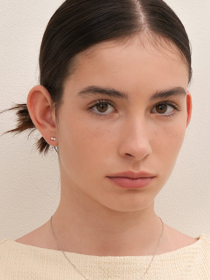 14K Solid Gold Lab Diamond Two Stone Two Way Internally Threaded Labret Piercing 20G