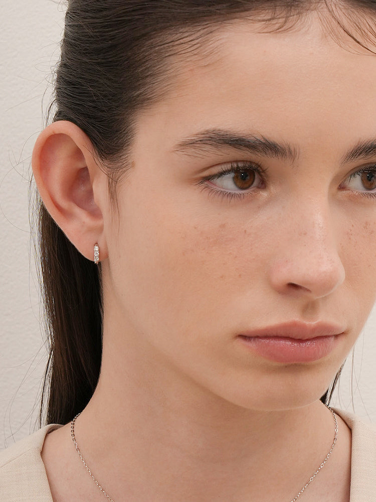 14K 18K Solid Gold Lab Diamond Layered Daily Cartilage Hoop Earring