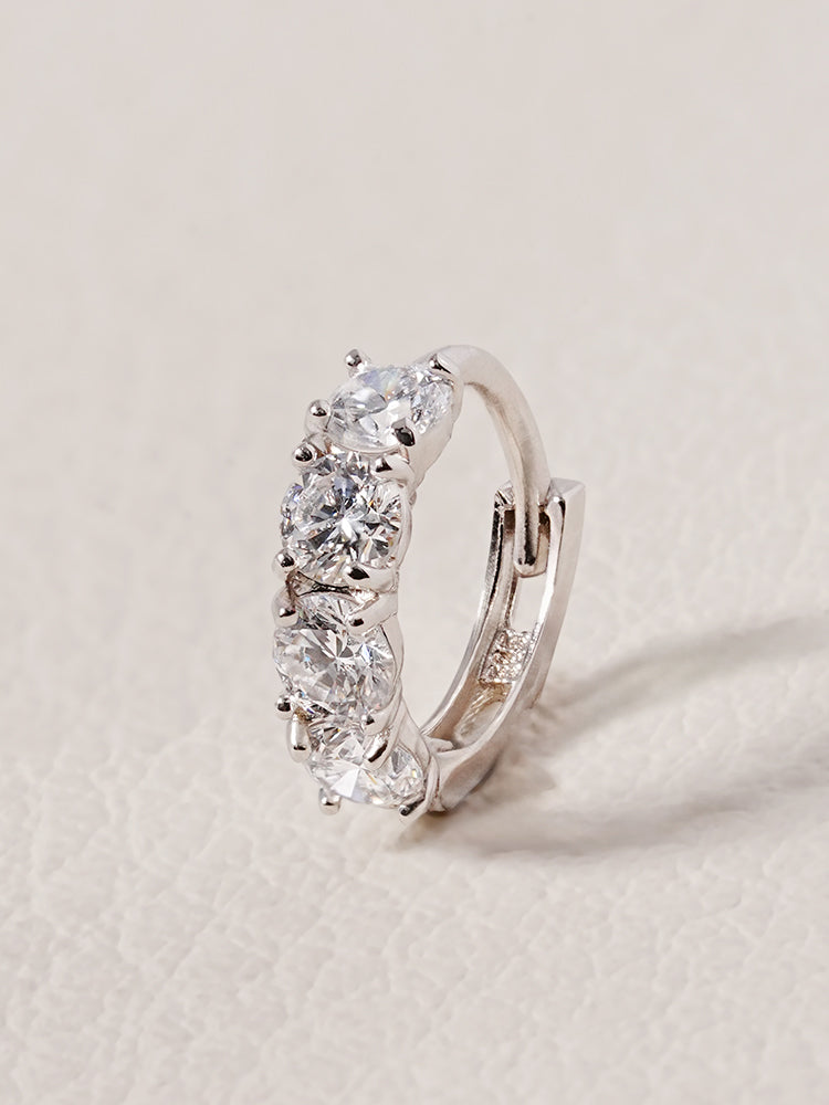 14K 18K Solid Gold Lab Diamond Mini Daily Cartilage Hoop Earring