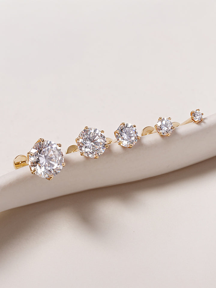 14K Solid Gold Lab Diamond Shine Classic Internally Threaded Labret Piercing 20G