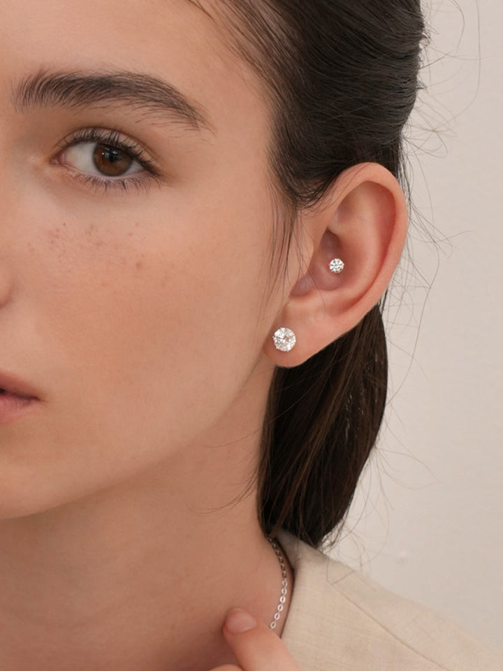 14K Solid Gold Lab Diamond Shine Classic Cartilage Earring 20G