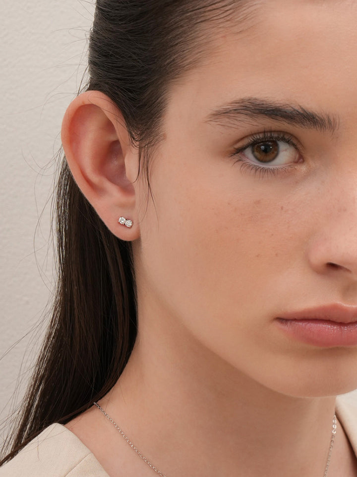 14K Solid Gold Lab Diamond Twin Stud Cartilage Earring 20G18G16G