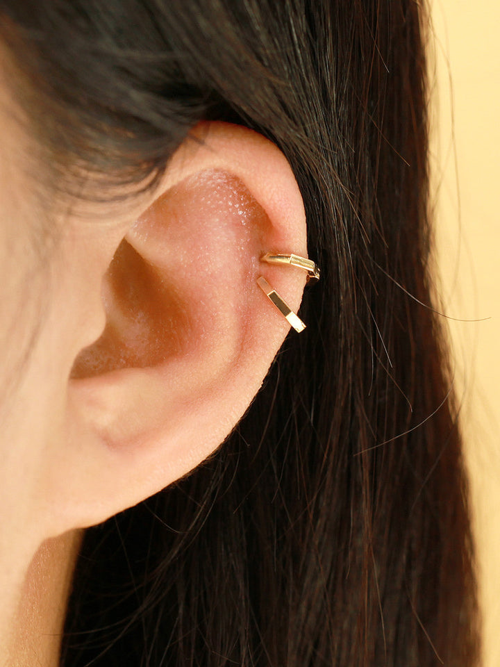 14K Gold Hexagon Hoop Earring