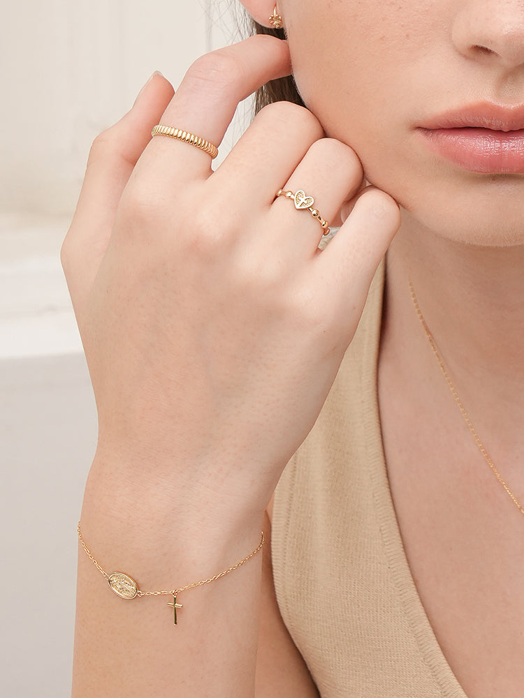 14K 18K Pray Heart Ring