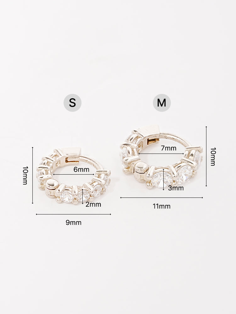 14K 18K Solid Gold Lab Diamond Eternity Tennis Cartilage Hoop Earring