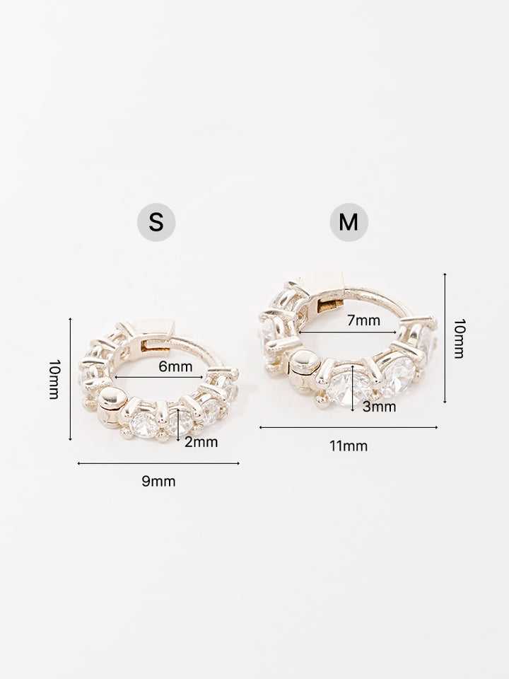 14K 18K Solid Gold Lab Diamond Eternity Tennis Cartilage Hoop Earring