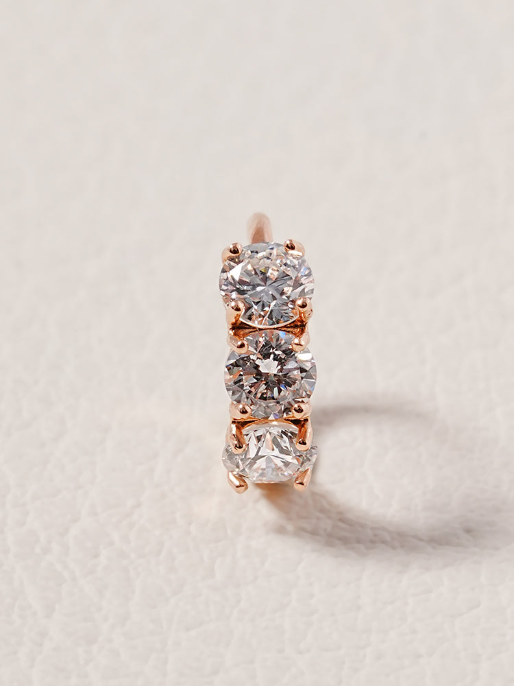 14K 18K Solid Gold Lab Diamond Mini Daily Cartilage Hoop Earring