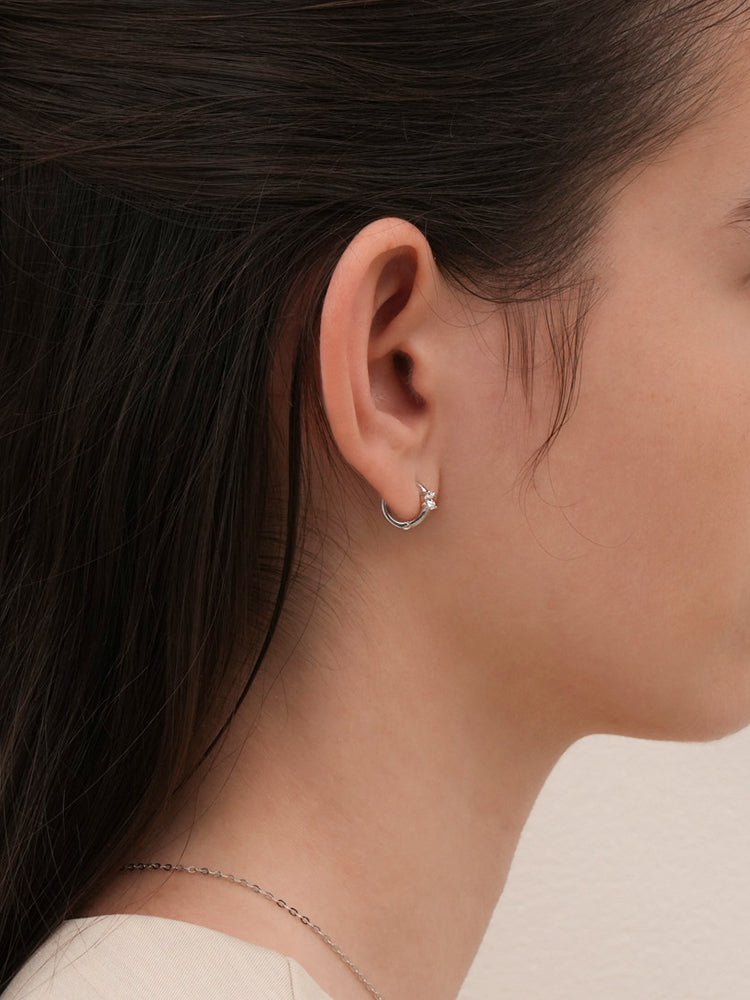 14K 18K Solid Gold Lab Diamond Mini Cartilage Hoop Earring