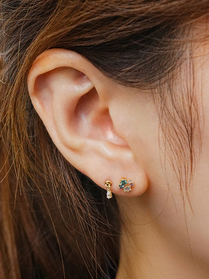 14K Solid Gold Moissanite Dia Five Sparkle Cartilage Earring 20G