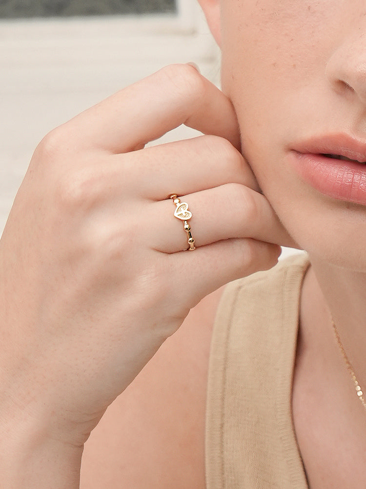 14K 18K Pray Heart Ring