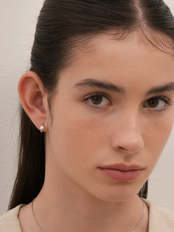 14K 18K Solid Gold Lab Diamond Mini Cartilage Hoop Earring