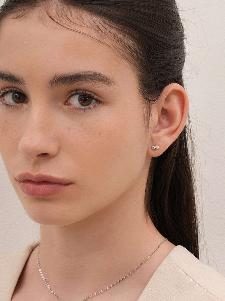 14K Solid Gold Lab Diamond Twin Stud Cartilage Earring 20G18G16G