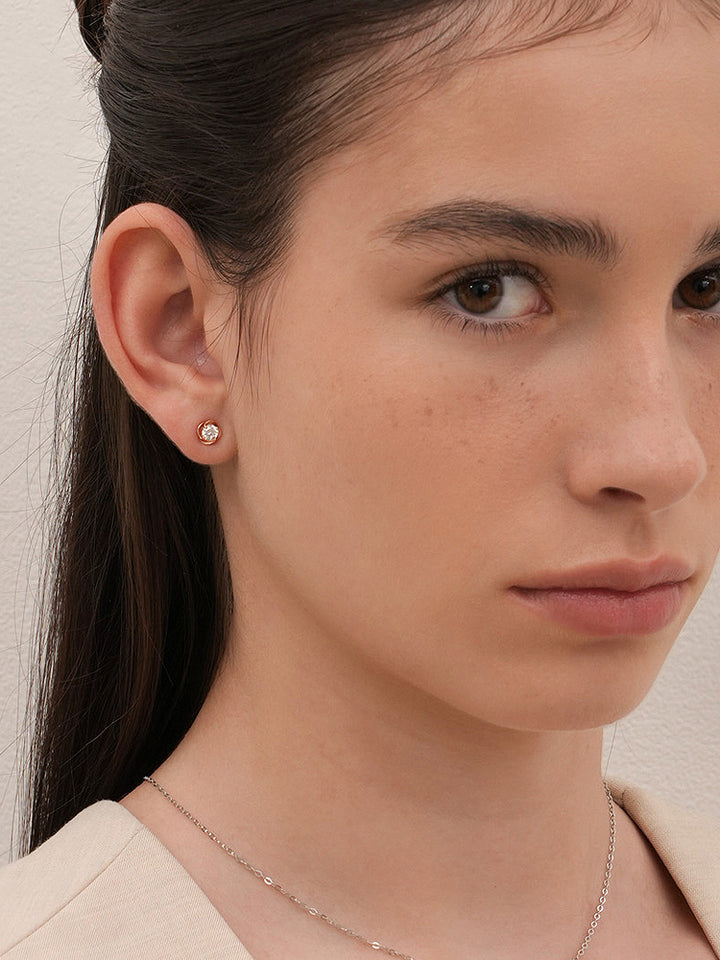 14K Solid Gold Lab Diamond Rose Cartilage Earring 20G18G16G