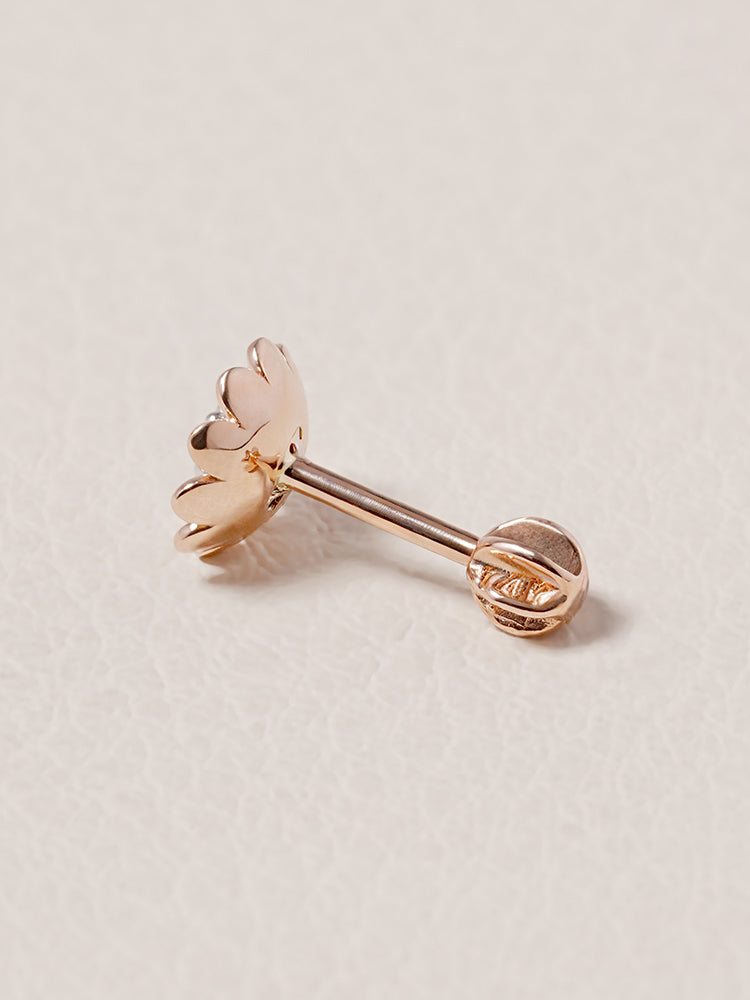 14K Solid Gold Sunflower Bloom Cartilage Earring 18G16G