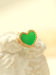 14K Gold Heart Natural Stone Cartilage Earring 20G