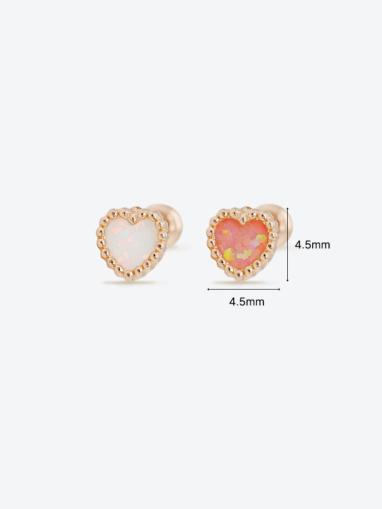 14K Solid Gold Bold Classic Antique Heart Cartilage Earring 20G