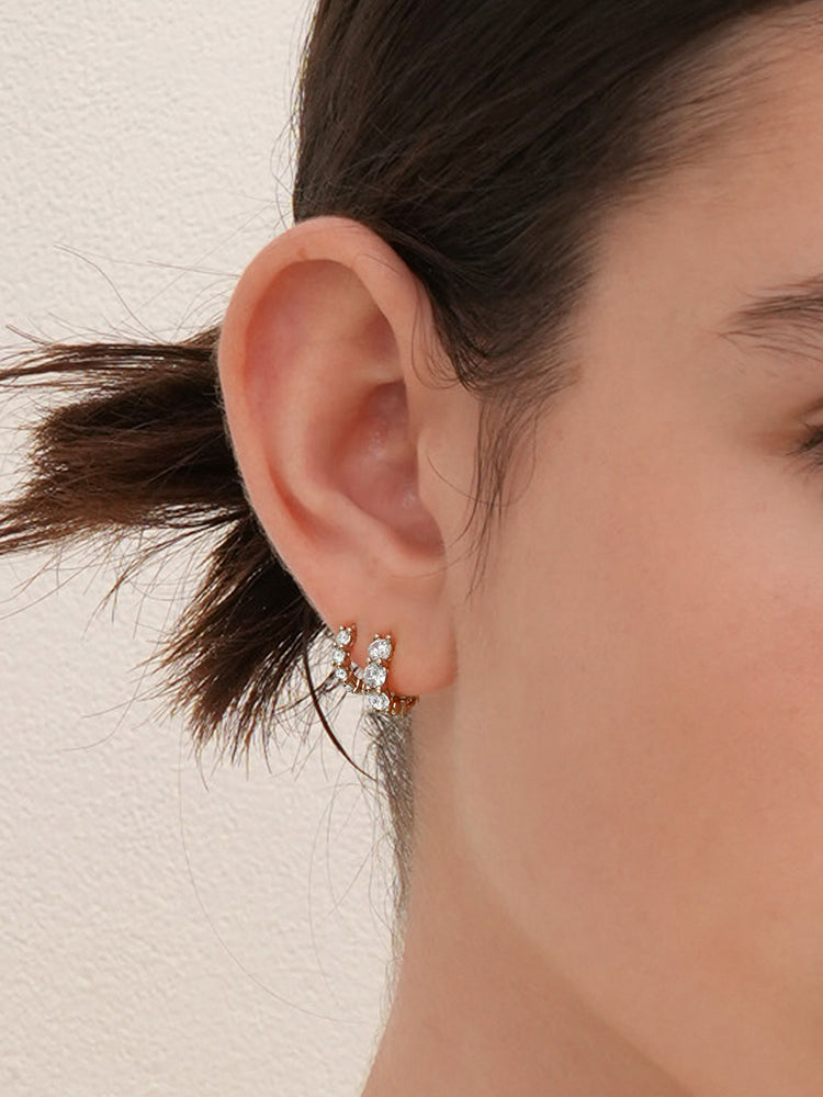 14K 18K Solid Gold Lab Diamond Eternity Tennis Cartilage Hoop Earring