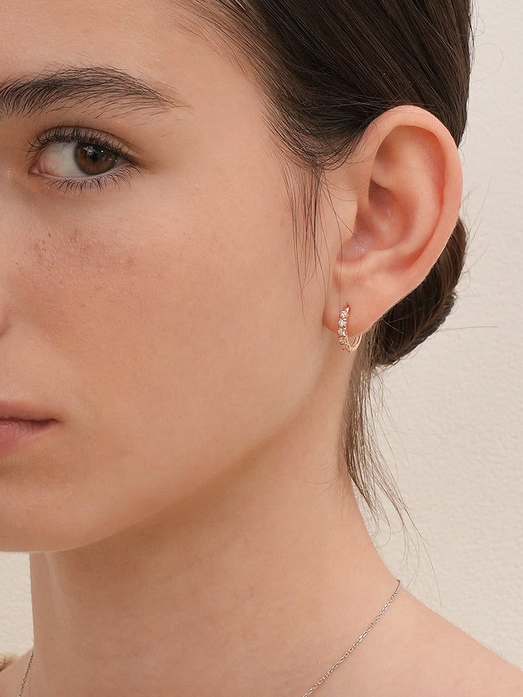 14K 18K Solid Gold Lab Diamond Layered Daily Cartilage Hoop Earring