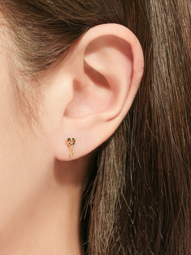 24K Gold Heart Key Cartilage Earring 20G