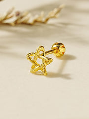 24K Gold Knotted Star Cartilage Earring 20G