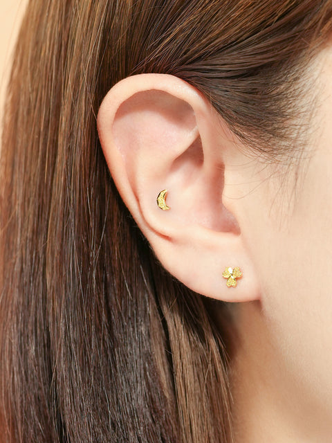 24K Gold Moon Star Cartilage Earring 20G