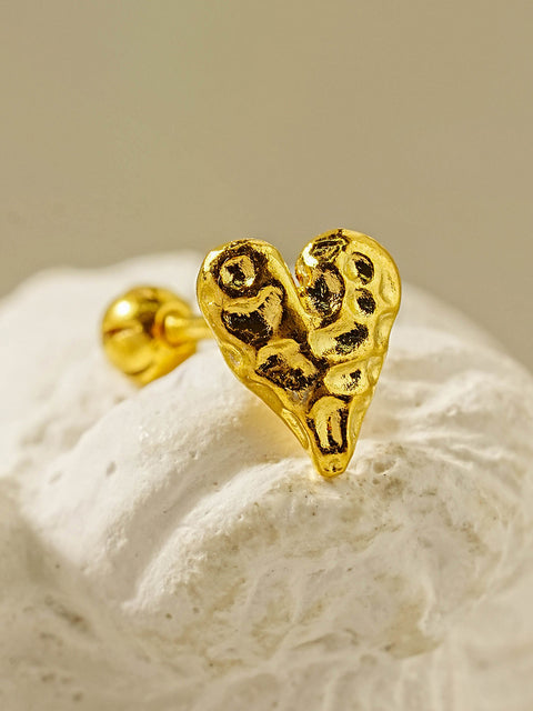 24K Gold Press Heart Cartilage Earring 20G