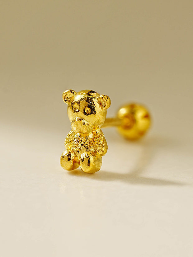 24K Gold Bear Cartilage Earring 20G