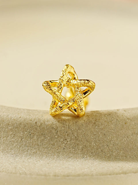 24K Gold Knotted Star Cartilage Earring 20G