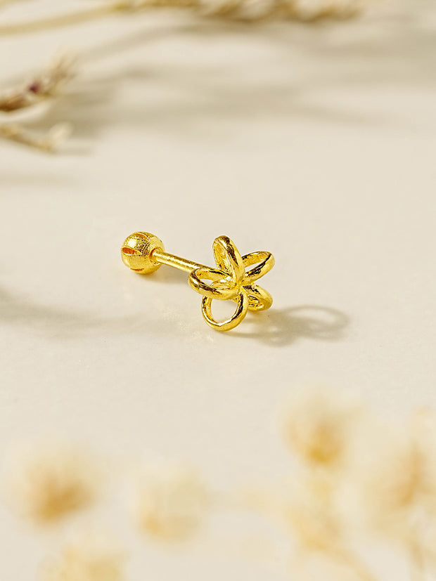 24K Gold Wind Flower Cartilage Earring 20G