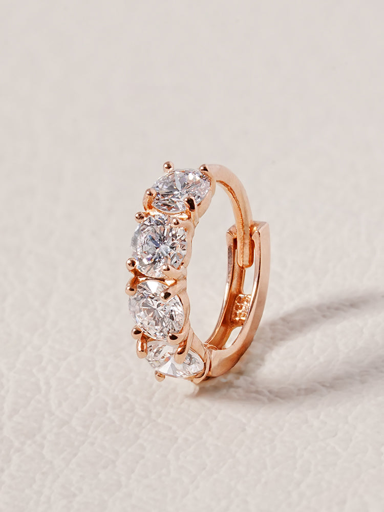 14K 18K Solid Gold Lab Diamond Mini Daily Cartilage Hoop Earring