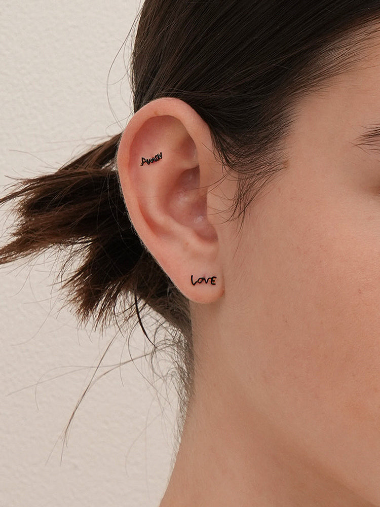 14K Gold Lettering Tattoo Cartilage Earring 18G16G