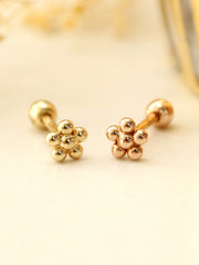 14K Gold Lovely Voluminous Flower Cartilage Earring 18G16G